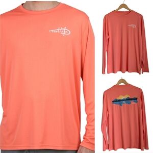 REEL LIFE Fishing Rashguard Top Lake SPF50 Long Sleeve Coral Sun Defender Large